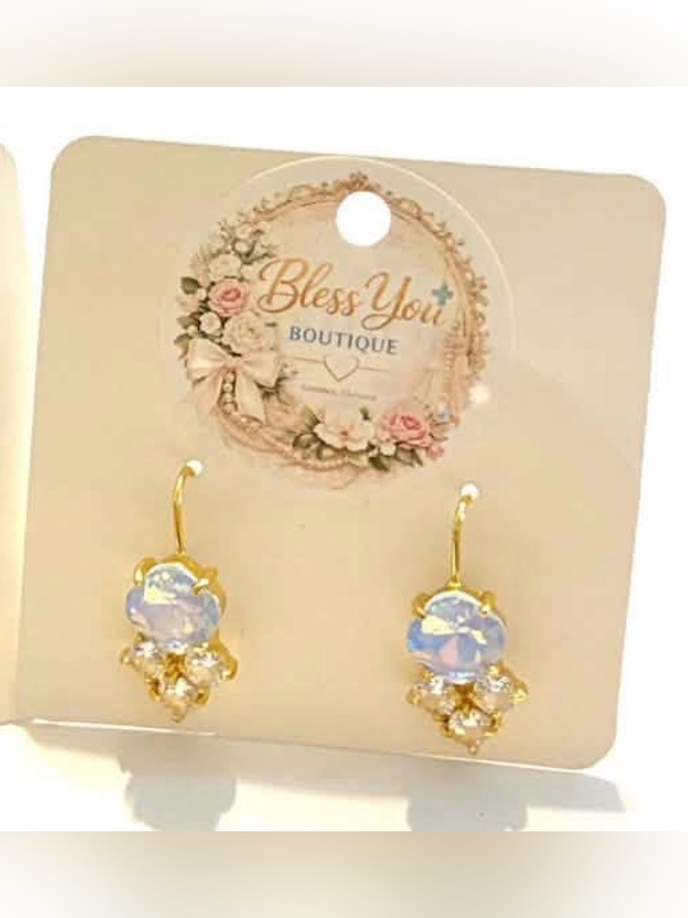 Gold-Tone Iridescent Drop Earrings